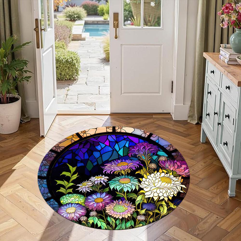 Flower Round Carpet Perfect for Outdoor Study room Entryway Hallway Antislip Round Carpet Office home decor Spiritual Gift