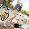 2026 Spring/Summer Women's Knit Casual Solid Color Lightweight Lace-up Flat Shoes - Trendy and Fashionable Sports Style