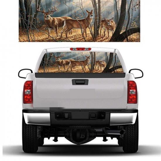 Rear Window Graphic Decal Forest Animals Deer Family for Truck Suv Jeep 135x36cm