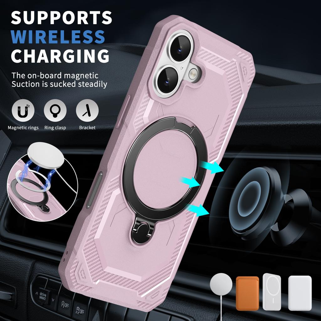 For iPhone 17 Case Compatible with MagSafe Kickstand TPU+PC Phone Cover