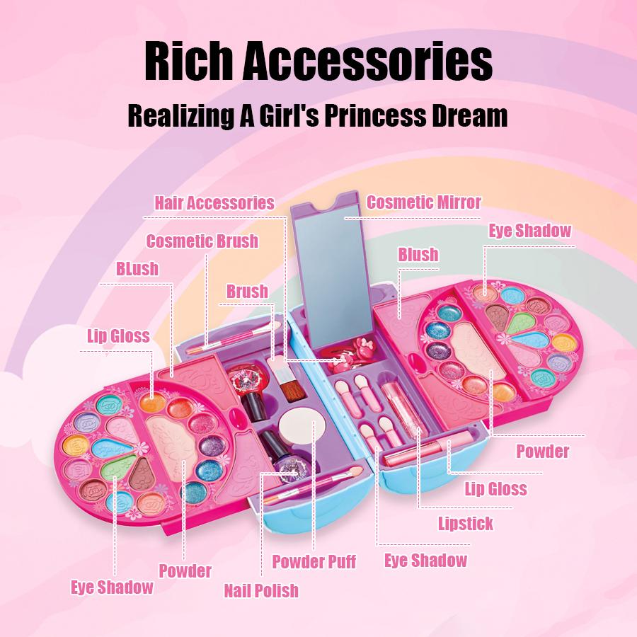 Children'S Beauty Toys, Makeup Bags, Girls, Suitcases, Princesses, Washable, Pretend To Play With Makeup Sets