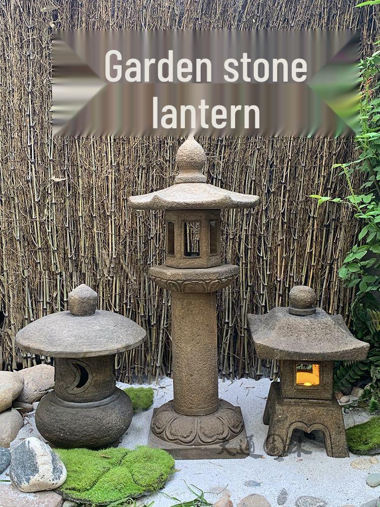Antique Bluestone Courtyard Lantern: Outdoor Landscape Stone Lamp in New Chinese Style