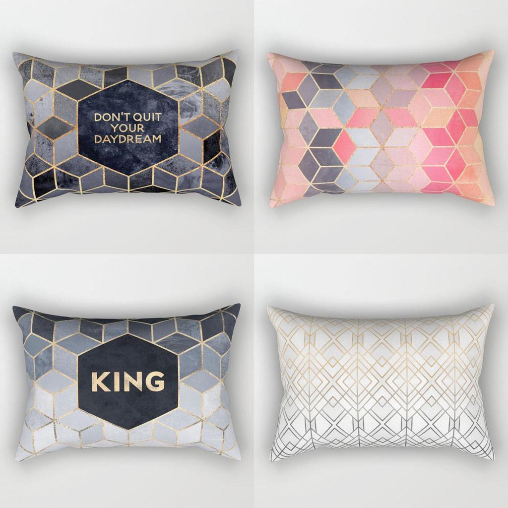 Luxurious Peach Skin Rectangle Pillow Case Featuring Stylish Geometric Marble Pattern For Cozy Spaces