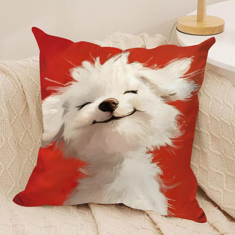 Dog Cushion Cover Soft Plush Fabric DoubleSided Printed Cushion Covers for All Seasons Modern HomeDecor Gift