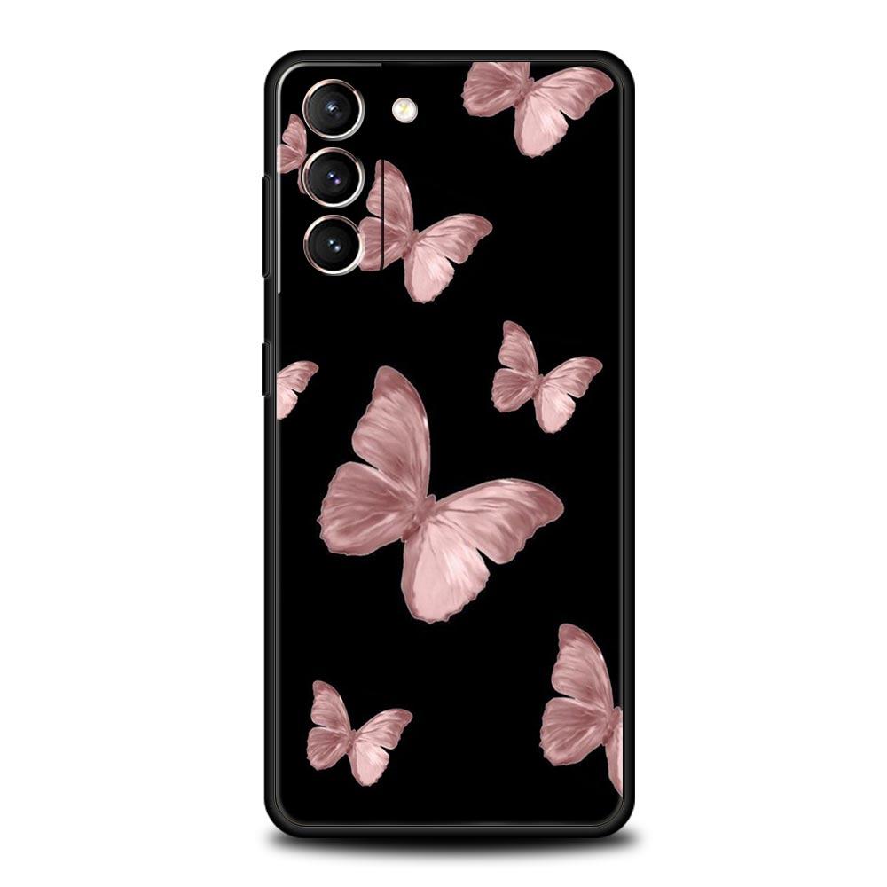 Gold Pink Rose Glitter Hearts Soft Phone Case For Samsung Galaxy S25 Edge S24 Plus S23 FE S22 S21 S20 Ultra 5G S10 Protect Cover