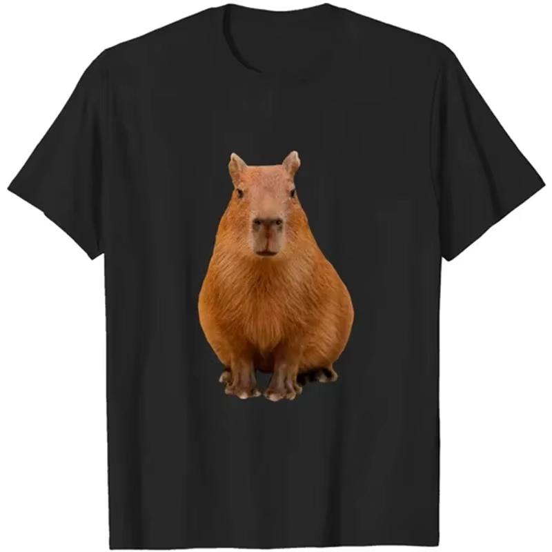 Cute Capybara Pattern T Shirts Funny Summer Short Sleeve Funny Animals Printed Tshirt Casual Oversized Men Women O Neck Tees