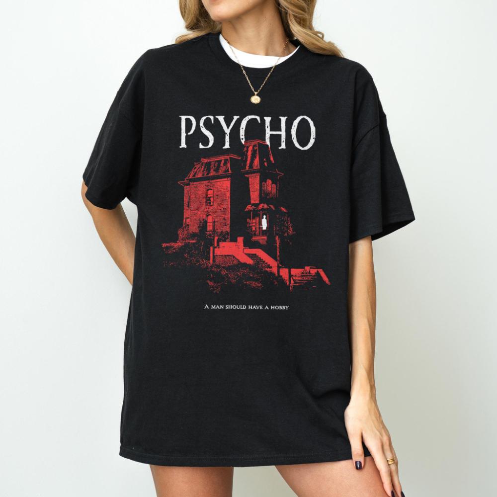 Bates Motel Silhouette TShirt Cult Classic Horror Cinema Tee Shirt Graphic Short Sleeve Shirt Unisex Unisex Women AllSeason S