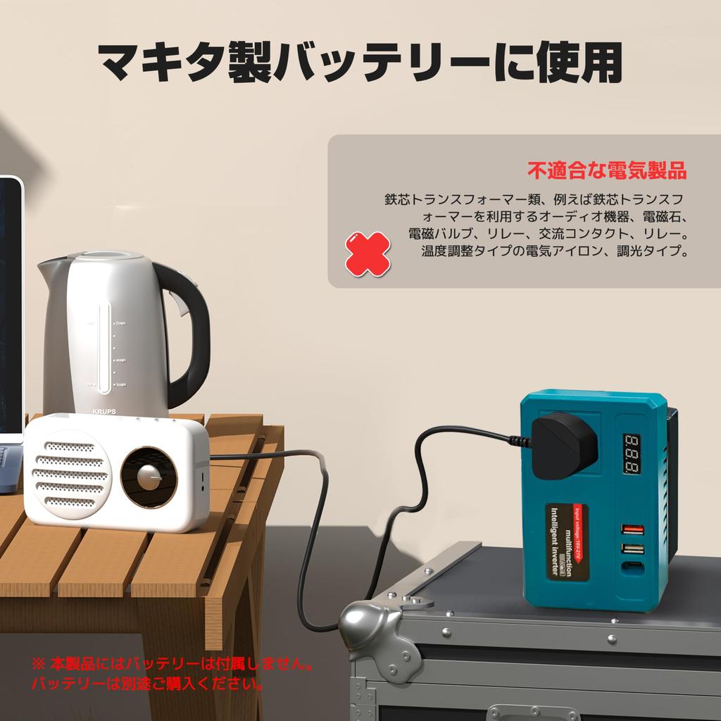 Инвертор Makita 120 Вт для питания автомобиля на открытом воздухе и при стихийных бедствиях 100 В на 110 В с умножителем напряжения и 3 USB Кемпинг, Активный отдых, Кемпинг, Землетрясения,