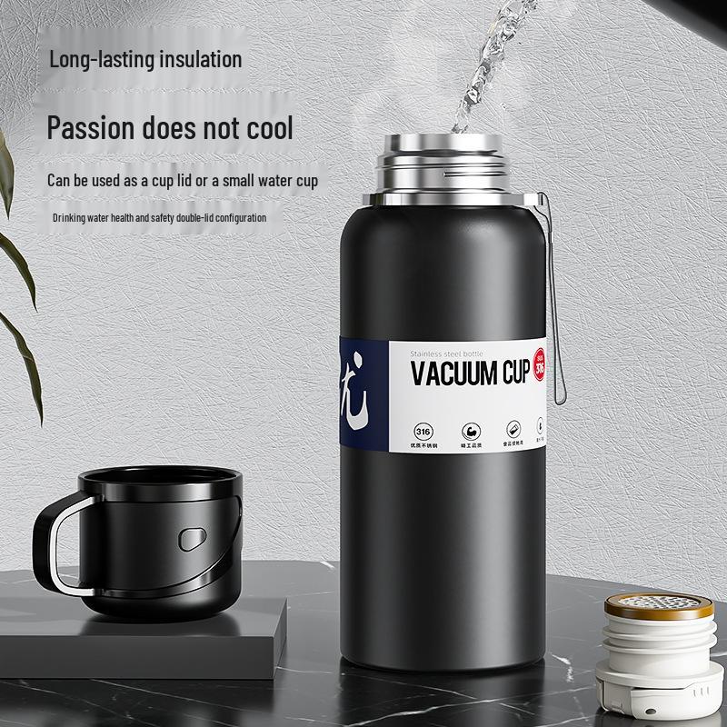Smart Portable Stainless Steel Insulated Water Cup for Men - Large Capacity with Tea Infuser