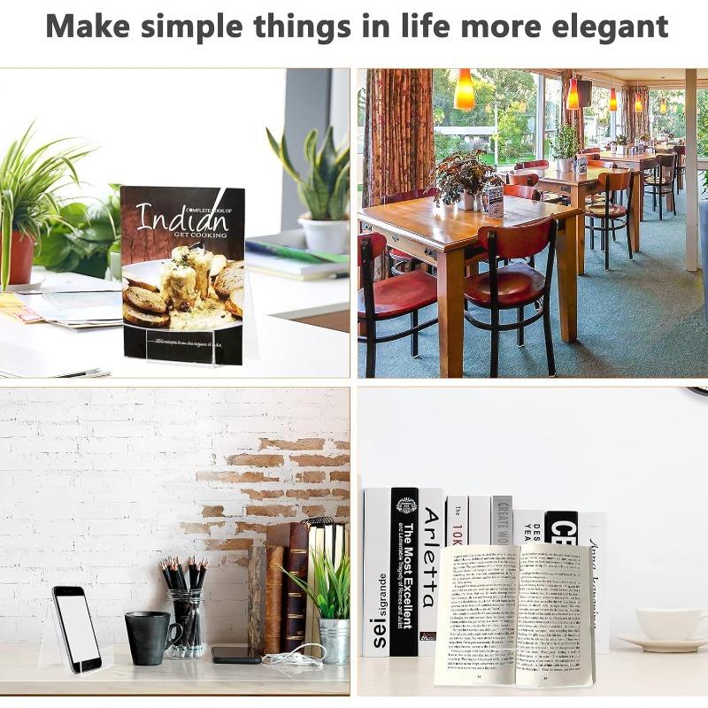 11pcs Clear Acrylic Book Display Stand | Easel with Ledge Tablet Holder for Books, Pictures, Notebooks, CDs, Artworks