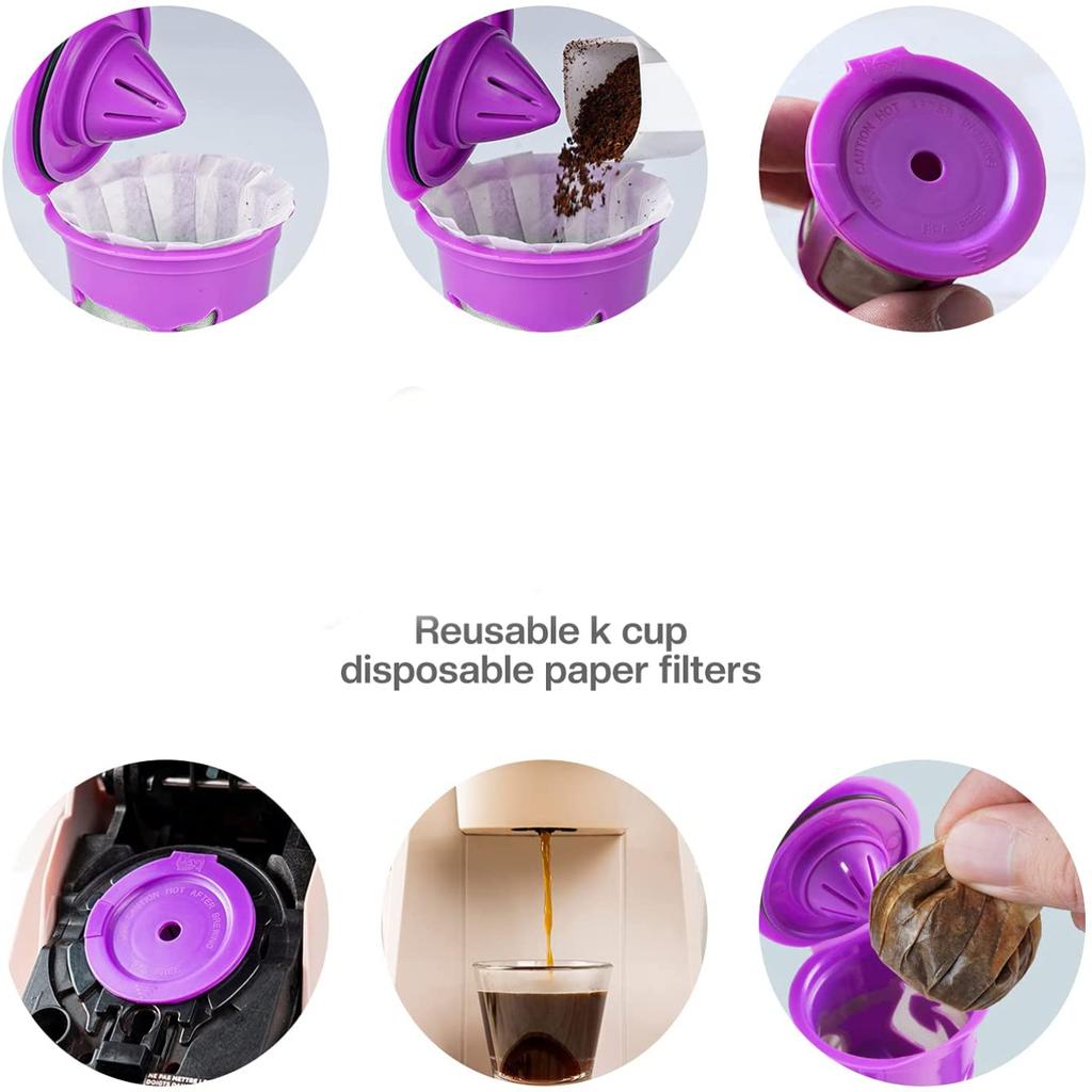 i Cafilas [FP] Disposable Paper Coffee Filters Cups Compatible for K Series Pods Coffee Machine(100 Filters) (White Wood)