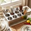 Stainless Steel Cylinder Flatware  , 8 Compartment Utensil Holder, Versatile Silverware Holder for Spoons Forks Chopsticks, Kitchen Countertop