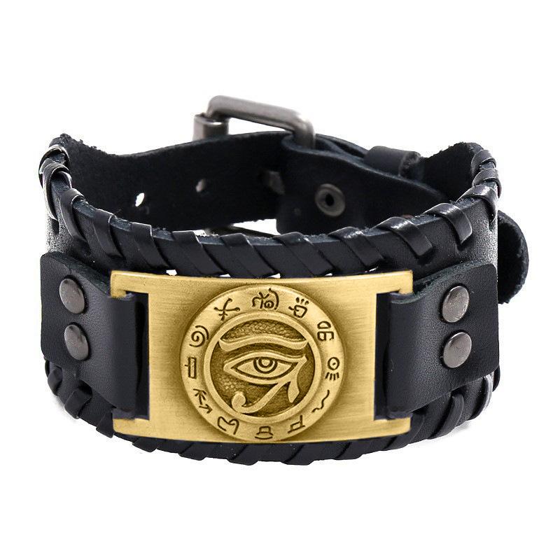 HNSP Wolf Rune Wrap Viking Leather Bracelet For Men Vintage Wide Bracelet Male  Accessory