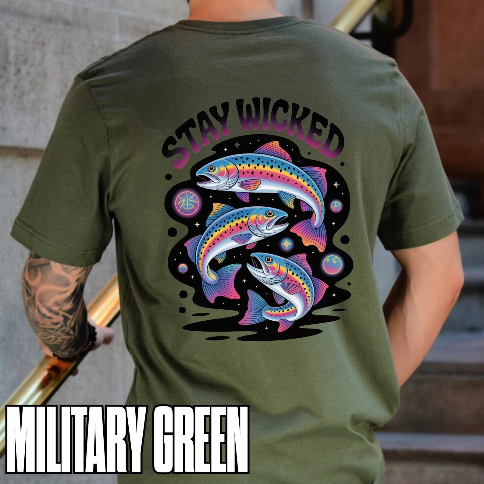 Salmon & Trout Fishing Shirt: Wicked Angler Graphic Tee 3XL