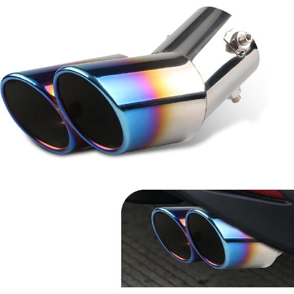 Dual Exhaust Tip, Stainless Steel Bending Muffler Exhaust with Bolt, 2.5  Inlet Dual Tail Pipe Muffler Tip, Exhaust Pipe Modification Accessories, 1 PC