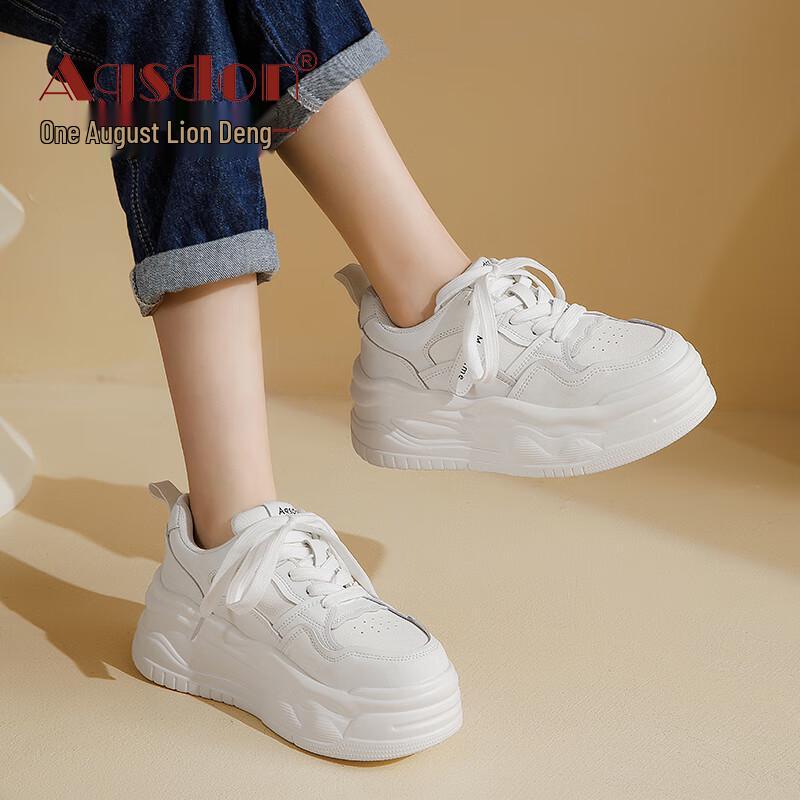 Agsdon Women s Platform Casual White Sneakers EU 37
