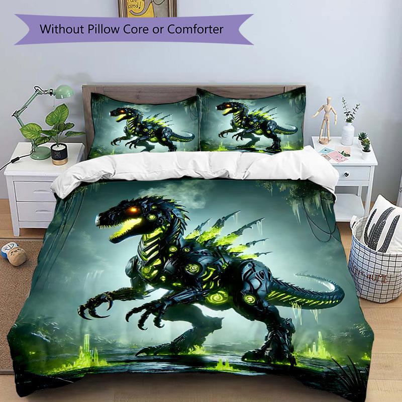 3pcs Bedding Set DinoBot Cyberdinosaur Includes 1 Comforter + 2 Pillowcases, Without Pillow Inserts, Soft Comfortable, Lightweight Breathabl