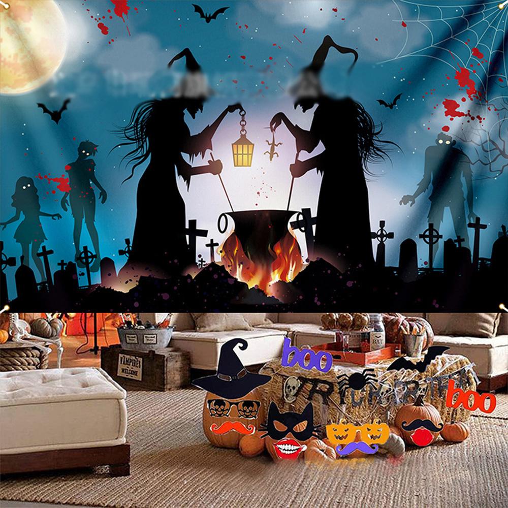 Halloween Tapestry Wall Hanging Skeleton Pumpkin Ghost Backdrop Party Decoration