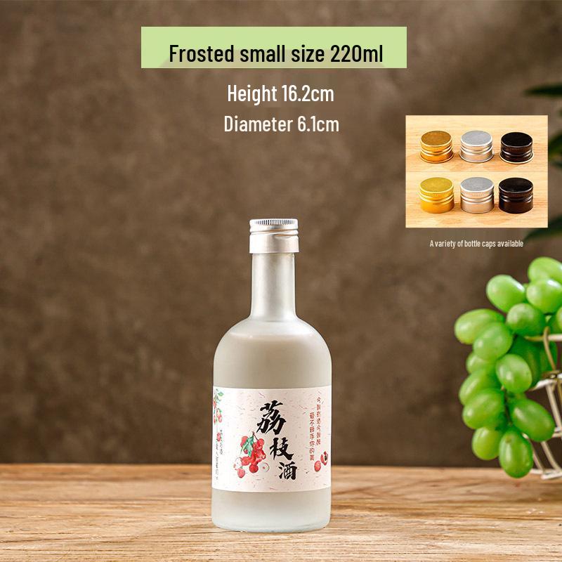 500ml Meijian Frosted Glass Green Plum Wine Bottle with Cap