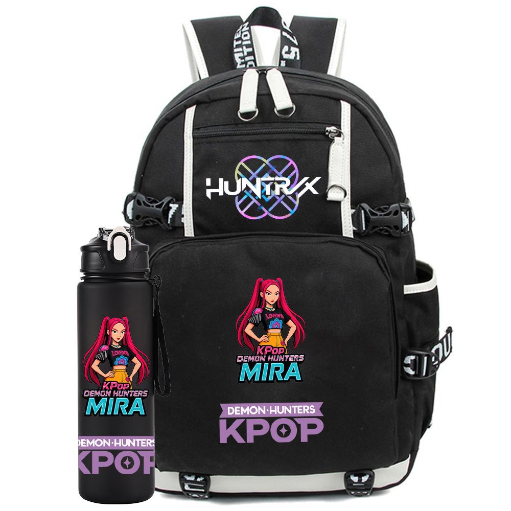 2 ks/sada K-Pop potištěný batoh s 750ml lahví na vodu pro dospívající studentku chlapce školní taška dětský dárek velká kapacita cestovní taška ruksak