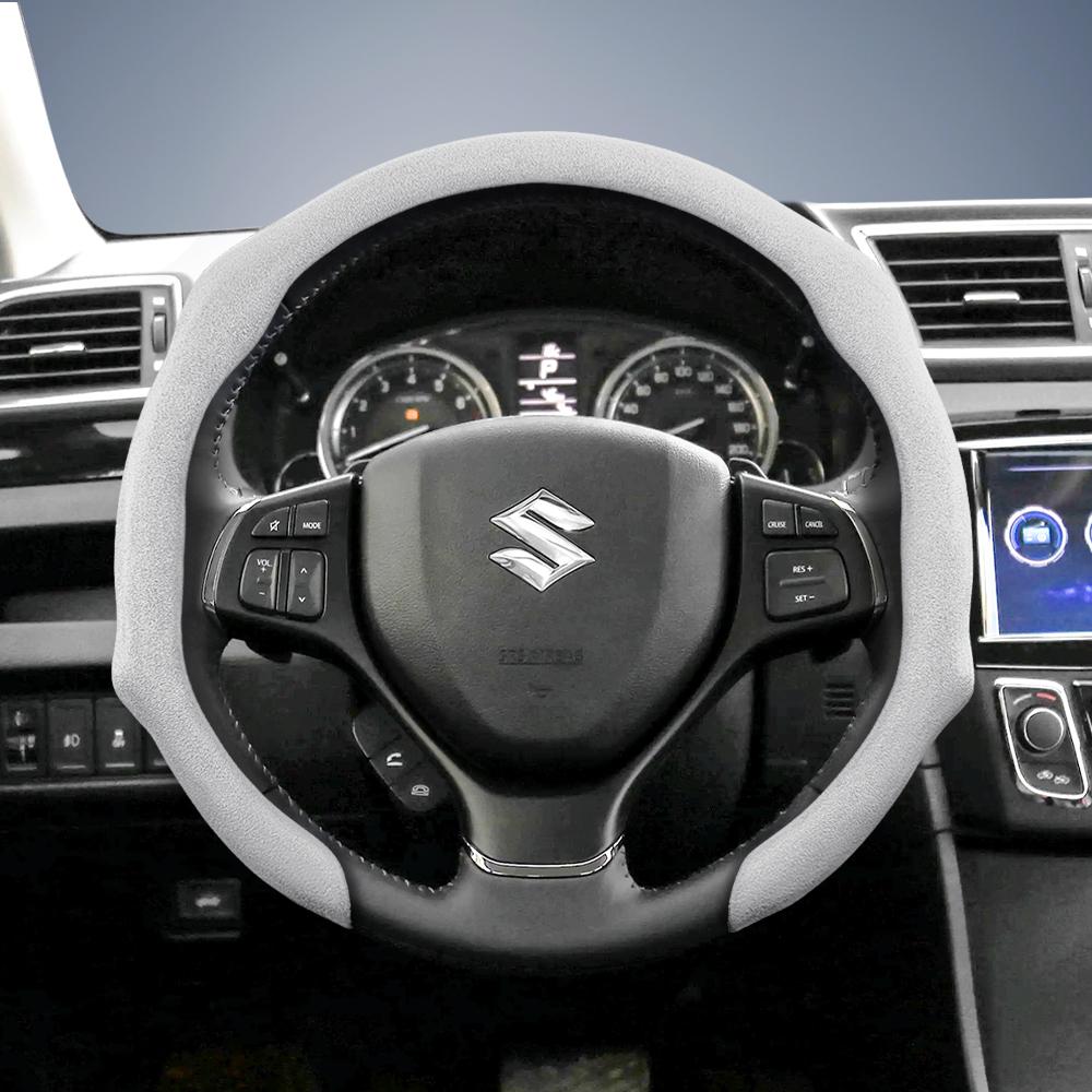 Suitable for Suzuki Premium Suede Snap-On Steering Wheel Cover, Non-Slip and Durable, Grand Vitara Jimny Swift Alto Celerio Sx4 Kizashi and Other Mode