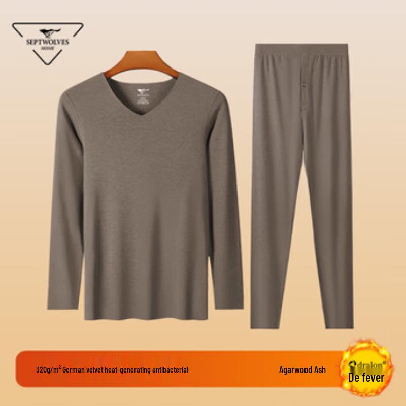 Septwolves Men's De Velvet Thermal Underwear Set