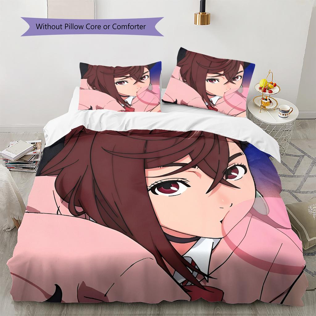 Momo  Pattern Bedding Quilt Set  Home Decoration  Gift (1 * duvet cover + 2 * pillowcase  without core)