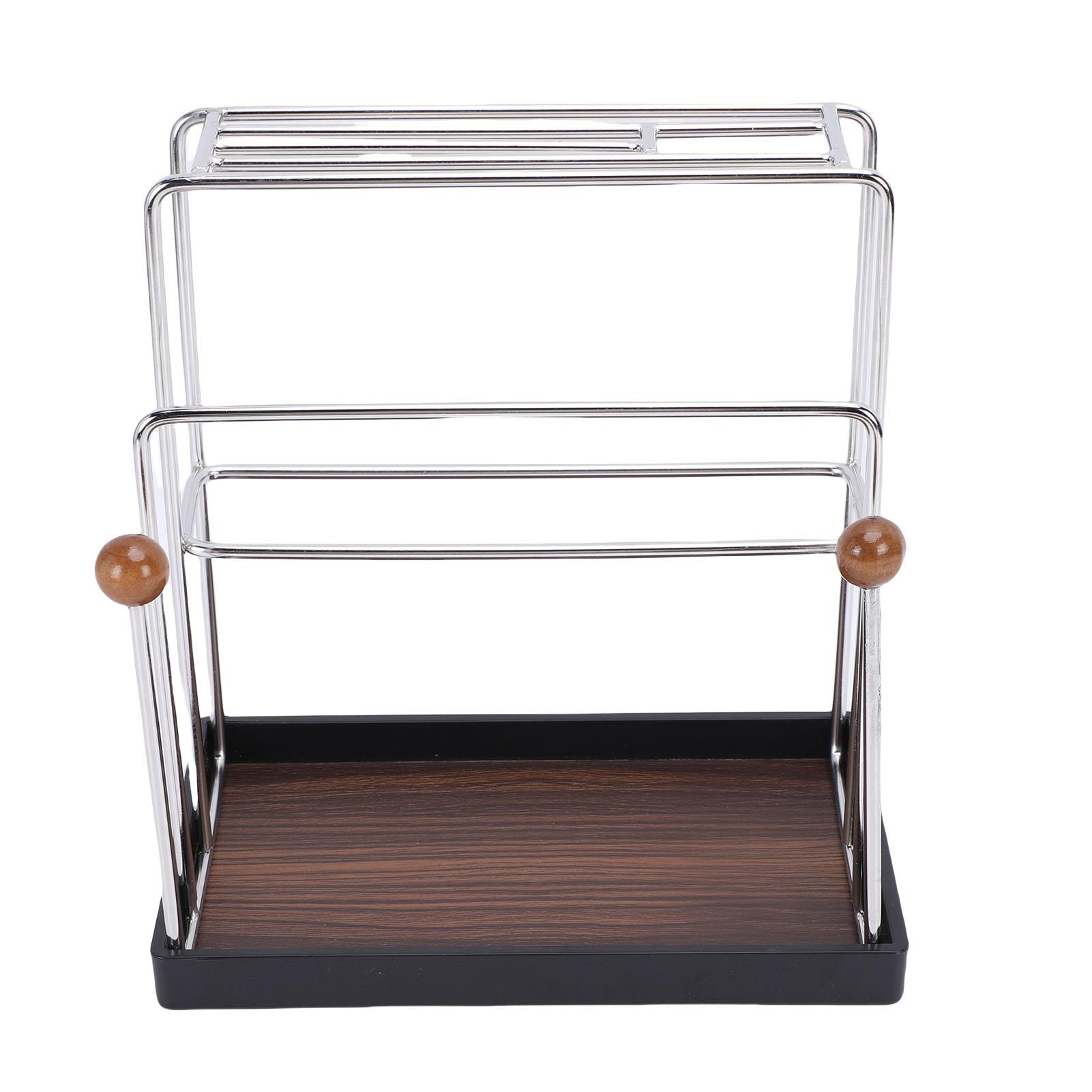 

Cutting Board Rack Stainless Steel Kitchen Countertop Utensil Holder with Drain Tray for Scissors Peelers Cutters