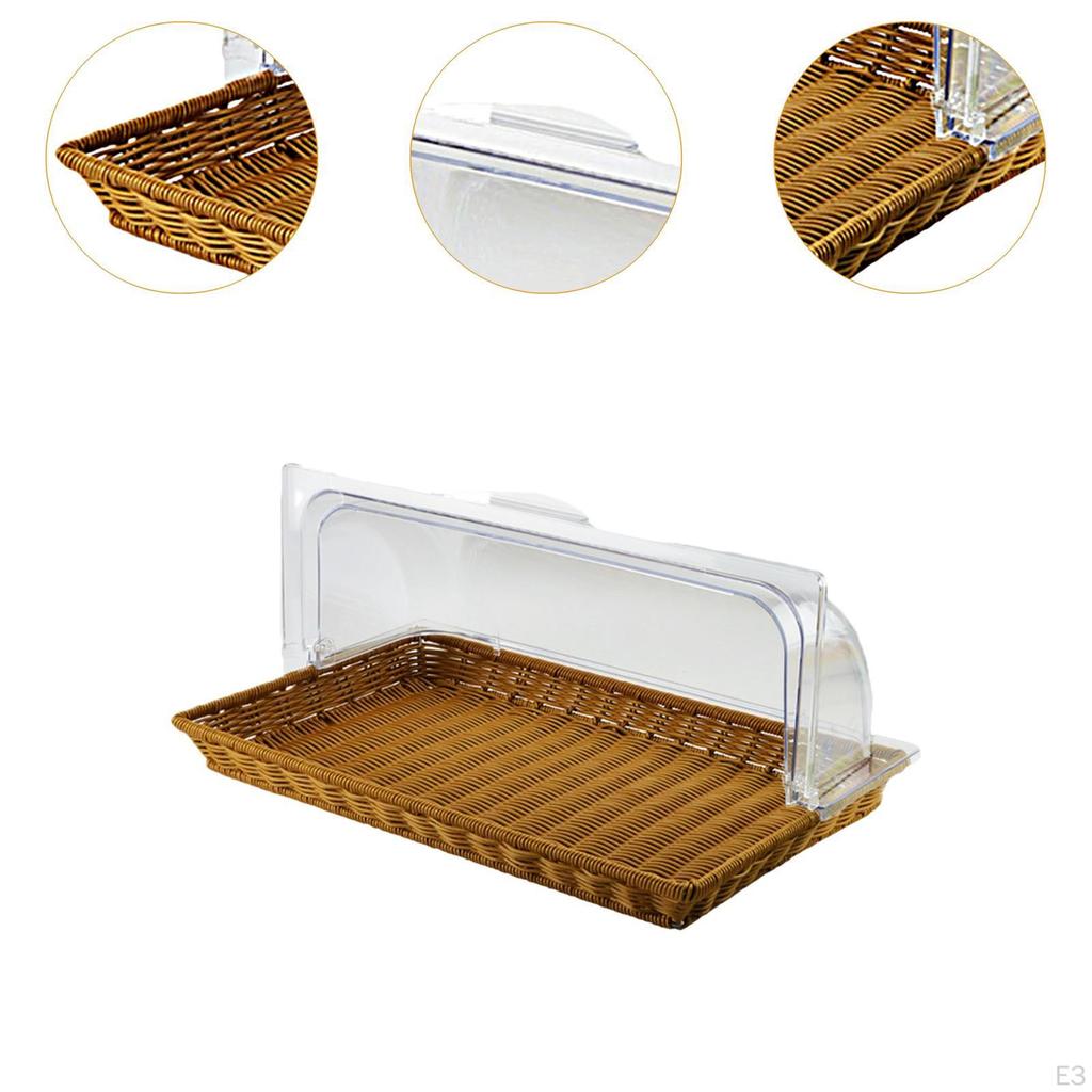 Imitation Rattan Woven Bread Basket Fruit Multifunctional Snack Storage Rectangle Serving