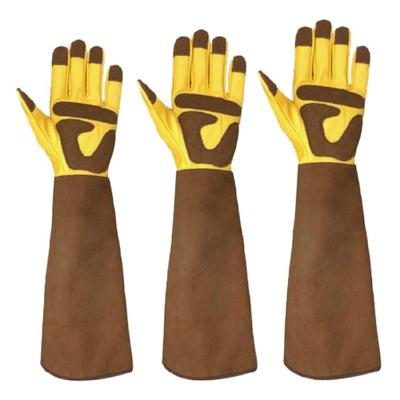 1 Paar Lange Gartenhandschuhe Dornenfest Rosenbeschneiden Leder Gartenhandschuhe