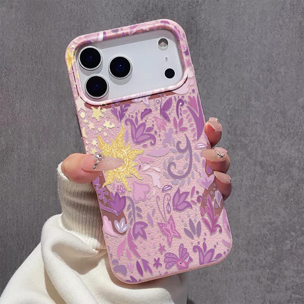 Dreamy Flower Print Lychee Protective Phone Case For iPhone 17 Air 16 15 13 12 11 ProMax Pro Plus Anti-Scratch Funda Bumper