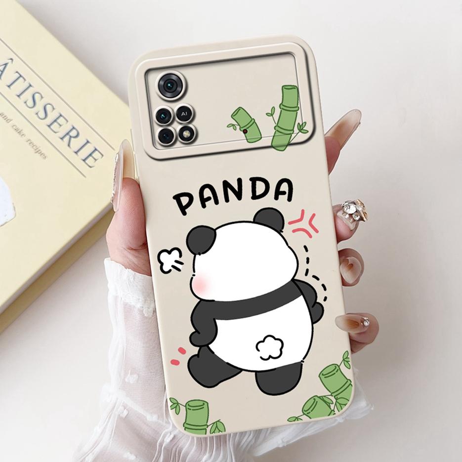 For Xiaomi Poco M4 Pro 4G Case PocoM4 5G Cute Panda Cartoon Cover Soft TPU Phone Case For Xiaomi Poco X4 Pro PocoM4 Pro 5G Shell