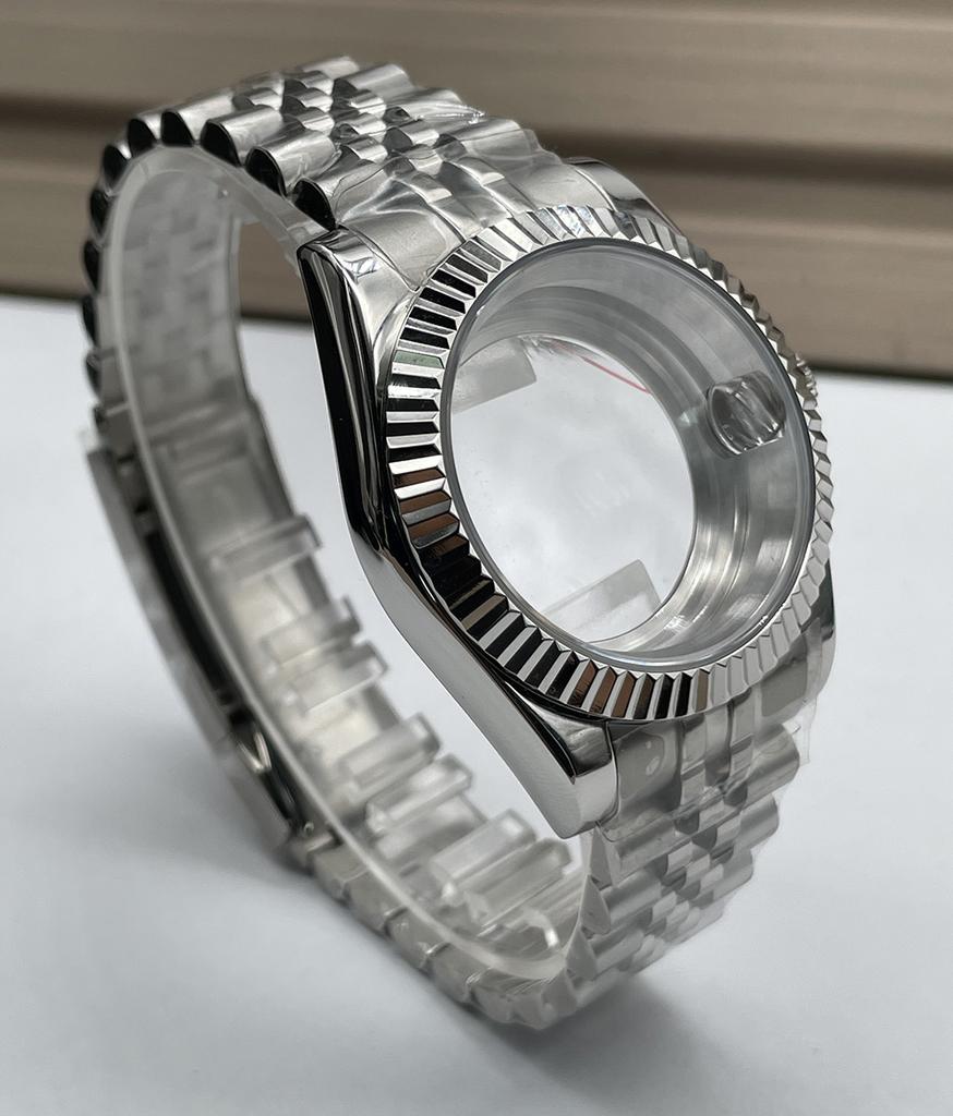 Mod NH35 Watch Case Sapphire Crystal Glass 20mm Stainless Steel Strap with 40mm Transparent Case Set Fit To Nh35A NH36 Movement