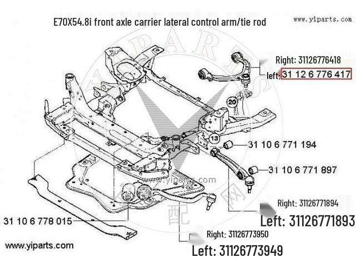 BMW X5/X6 Control Arm Suspension: Upper Arm, Lower Straight Arm, Lower Curved Arm (Part No. 31126776417)