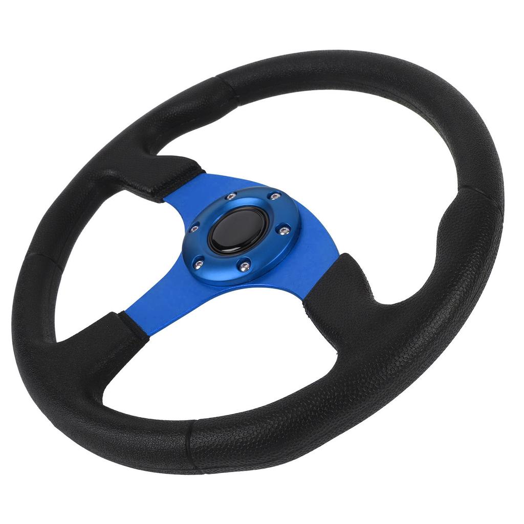 14in Universal Racing Steering Wheel PU Leather Aluminum Frame Universal Fit for 6 Holes Hub
