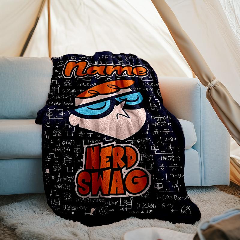 Personalized Custom Name Blanket - Dexter's Laboratory Print Design,Blanket for Sofa,Bed,Travel,Camping - Soft and Warm, Great Gift