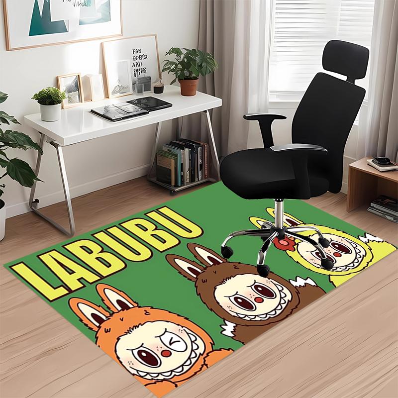 Labubu Teppich mit Aufdruck, für Bürostuhl Wohnzimmer Schlafzimmer Küche Raumdekoration Geschenke.