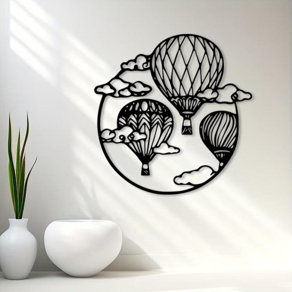 1pc Vintage Metal Hot Air Balloon Wall Art, Weather-Resistant Iron Indoor Outdoor Christmas Gift for Travel Enthusiasts