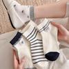 Spring/Summer Women's Cotton Academy Style Embroidered Heart Bow Socks - Comfortable and Trendy Short Princess Socks.