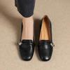 Fashion French Retro One Foot Shallow Mouth Single Shoe for Women Round Toe Mid Heeled Loafers For Work Small Leather Shoes For Women