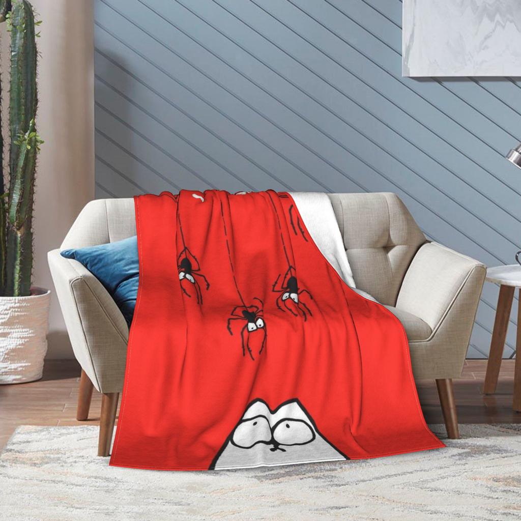 Simons Cartoon Cat Print Blanket For Men Women Warm Cozy Fluffy  Throw Blankets for Living Room 50x60 Inches Multiple Sizes