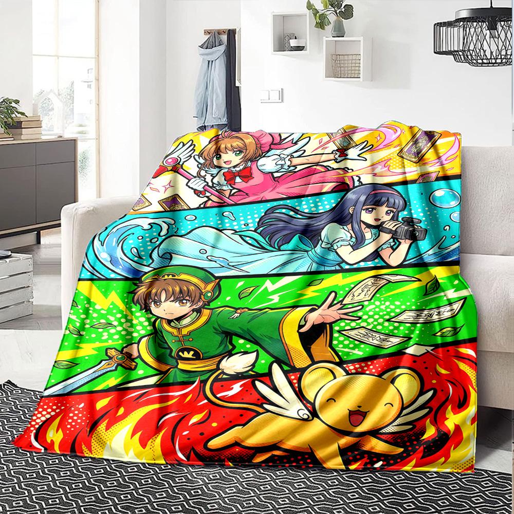 Sakura Kinomoto Print Flannel Blanket High Quality Warm Comfortable Cover for All Seasons Perfect for Gifts Home Decor