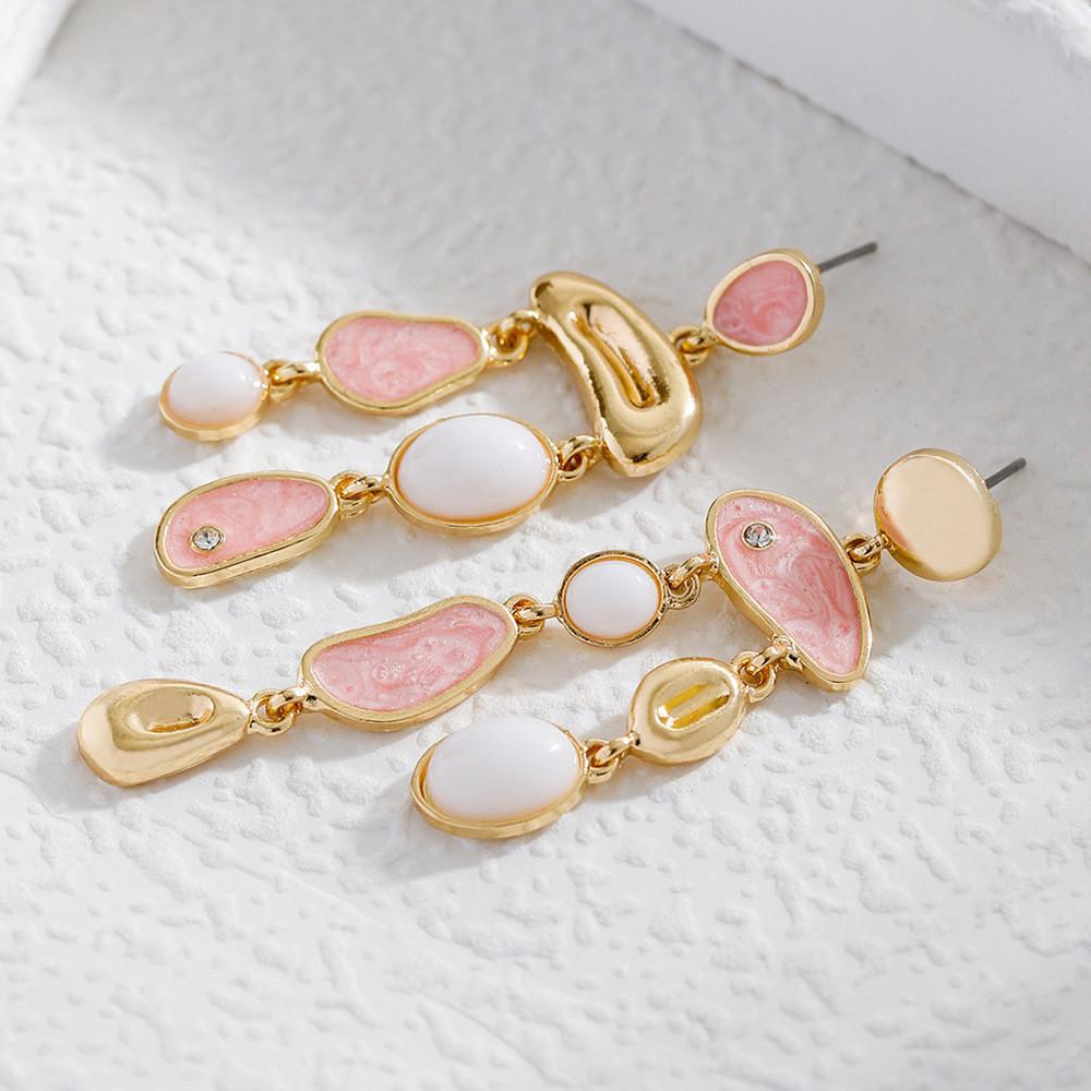 Elegant Geometric Alloy Earrings Fashionable Asymmetrical Design For Women