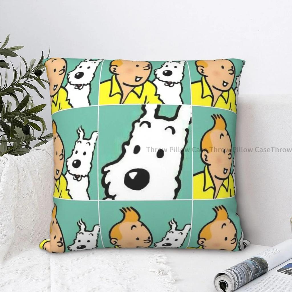 Dog Cojines Throw Pillow Case Adventures of TinT Cushion Home Sofa Chair Print Decorative Coussin