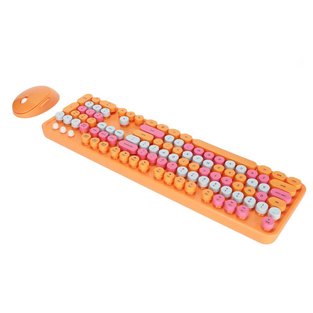 Wireless Keyboard Mouse 104 Keys Ergonomic Cute Desktop Game Keyboard Mouse Kit for Girls for Home Work Gaming