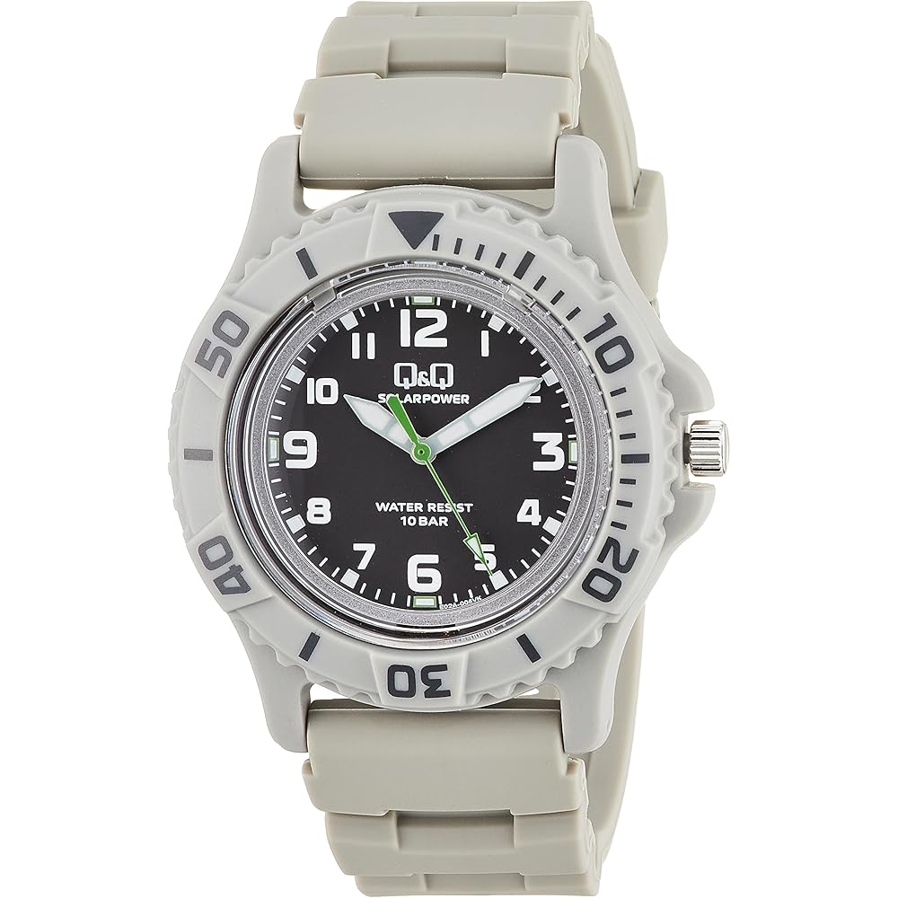 Citizen Q&Q Analog Solar Watch 10 ATM Water Resistant Urethane Strap Men s Gray