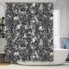 Gothic Bird Shower Curtain Vintage Raven Pattern Dark Floral Bathroom Decor Black White Nature Artistic Home Textile Washroom Co