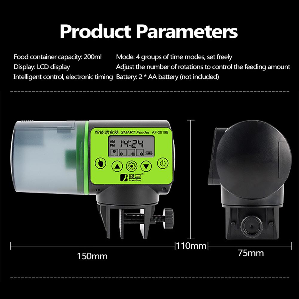 1Pcs ABS Automatic Fish Feeder Black Green Fish Bowl Feeder for Goldfish Aquarium Feeding
