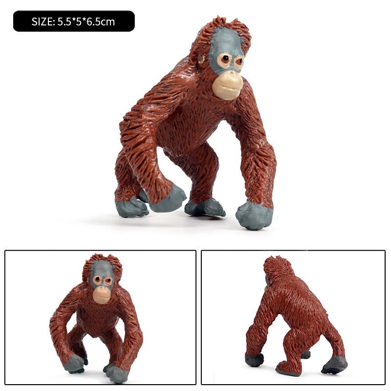 Oenux Original Wild Animal Action Figures Monkey Chimpanzee Orangutan Golden Gibbon Model Pvc Miniature Kids Educational Toys