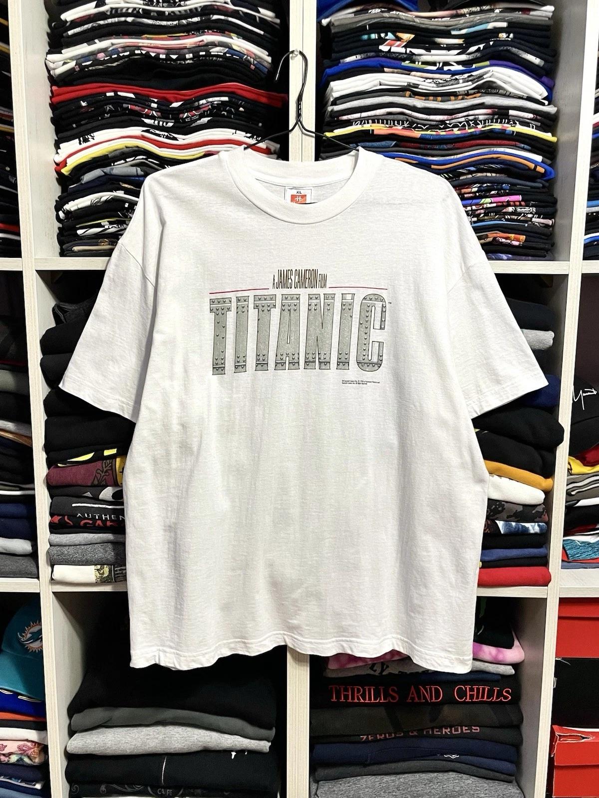 Vintage 1998 Titanic Leonardo Dicaprio Movie Promo T-Shirt Size XL White 90s L